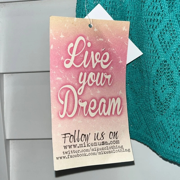 NWT crochet beach shorts lightweight see through teal swim cover up medium - Picture 7 of 10